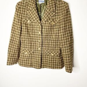 Pendleton‎ Brown & Green Wool Plaid Blazer Size 12